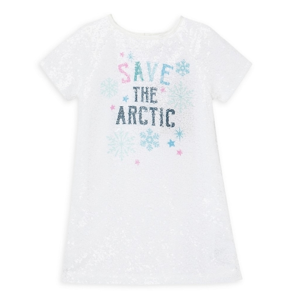 Peek Kids Girl's White Allover Sequins Save the Arctic Short Sleeve Dress 8 - Picture 11 of 12